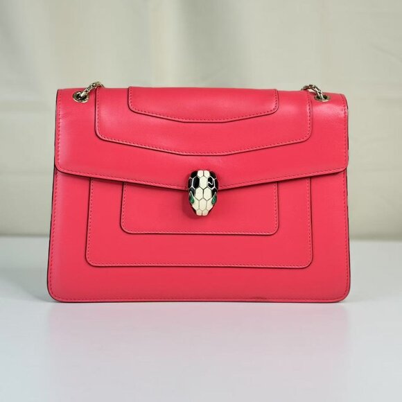 BVLGARI Handbags - Bvlgari Serpenti Forever Square Shoulder Bag Pink Leather